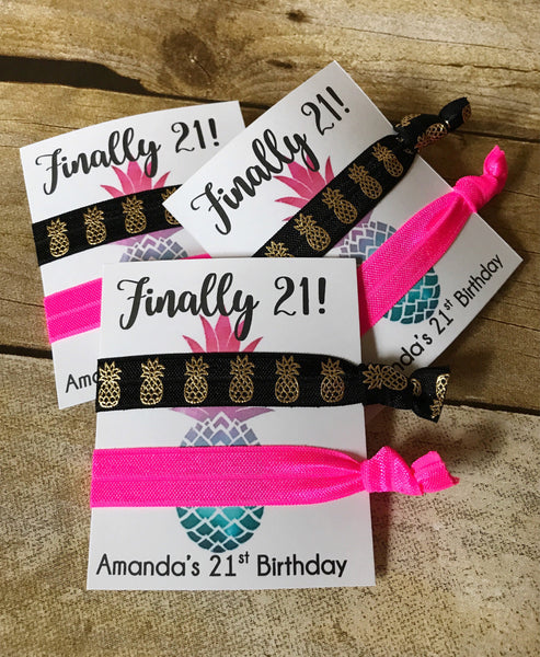 21st Birthday Party Favors, Hair Tie Favors – Murrers Monograms and More