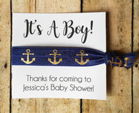 Boy Baby Shower Favors, Hair Tie Favors, Nautical Baby Shower, It's a Boy, Boy Shower Favor, Baby Shower Favor, Whale Shower, Custom Favors