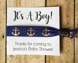 Boy Baby Shower Favors, Hair Tie Favors, Nautical Baby Shower, It's a Boy, Boy Shower Favor, Baby Shower Favor, Whale Shower, Custom Favors