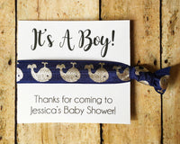 Boy Baby Shower Favors, Hair Tie Favors, Nautical Baby Shower, It's a Boy, Boy Shower Favor, Baby Shower Favor, Whale Shower, Custom Favors