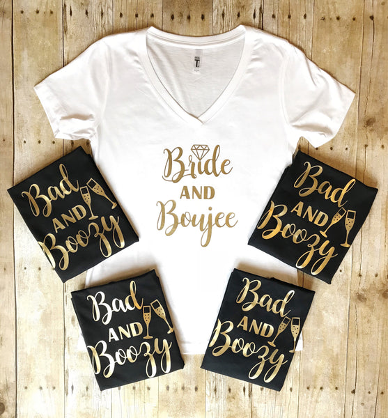 Bride & Boujee Bachelorette Party T-Shirt - Bridal Party Gift, Funny Wedding Team Tee