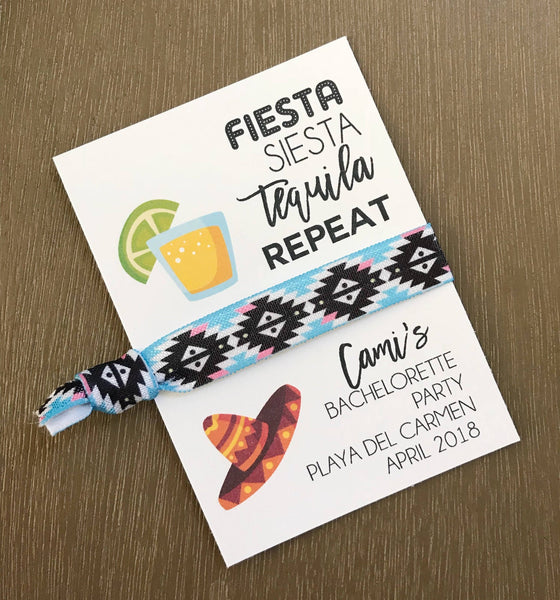 Fiesta Siesta Tequila Repeat, Bachelorette Party Favors, Hair Tie Favors