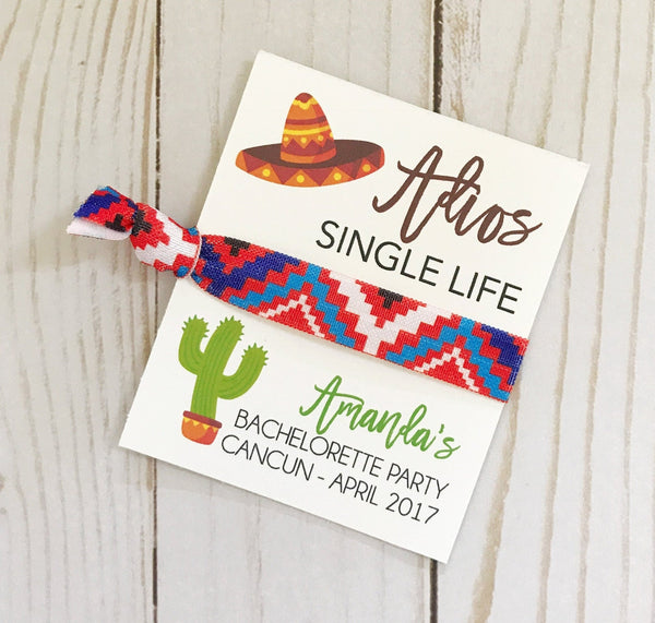 Bachelorette Party Favors, Hair Tie Favors, Adios Single Life