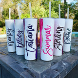 Bridesmaid Gift, Personalized Tumbler, 20oz Stainless Steel Tumbler with straw, Bachelorette Party, Bridesmaid Proposal, Wedding Cups