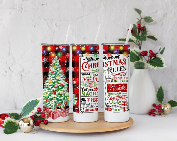 Christmas Rules Tumbler w/Straw, Winter Tumbler, Christmas Gift For Her, Personalized Christmas Tumbler, Funny Christmas Gift for her, Xmas