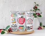 Custom Teacher Tumbler, Personalized teacher tumbler, Gift for teacher, Teacher tumbler, Teacher Appreciation Gift, Teach Love Inspire