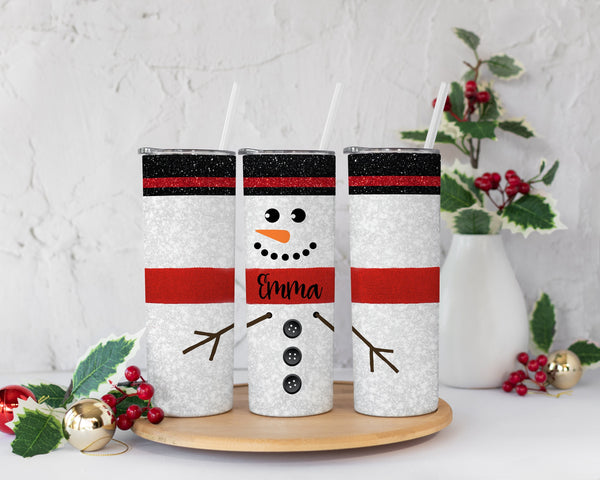 Custom Snowman Tumbler w/Straw, Winter Tumbler, Custom Holiday Tumbler, Christmas Gift For Her, Personalized Christmas Tumbler, Xmas Gift