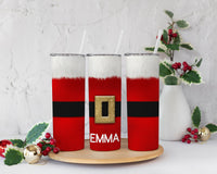 Custom Santa Tumbler w/Straw, Winter Tumbler, Custom Holiday Tumbler, Christmas Gift For Her, Personalized Christmas Tumbler, Xmas Gift