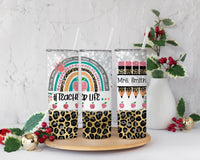 Custom Teacher Tumbler, Personalized teacher tumbler, Gift for teacher, Teacher tumbler, Teacher Appreciation Gift, Rainbow Cheetah Teacher