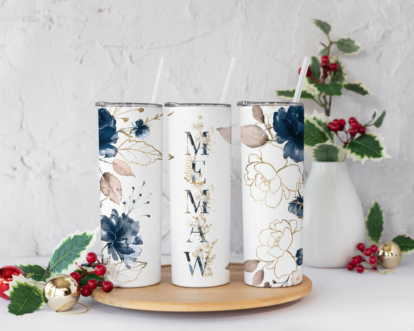 Memaw Tumbler for Grandma for Mother's Day - Memaw Mothers Day Gift for Grandma - Floral Grandma Travel Mug - Cute Floral Tumbler Memaw Gift