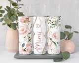 Pink Floral Mimi Tumbler, Pink Gold Mimi tumbler, Gift Mimi, Grandma tumbler, Mimi Christmas Gift, Grandmother tumbler, Gift for her