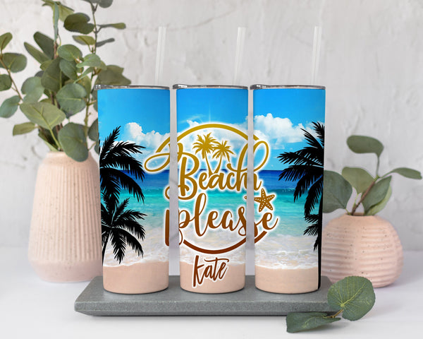 Beach Please Personalized Beach Vacation Tumbler, Custom family trip tumbler, Family vacation tumbler, Girls Trip Tumbler, Summer tumbler