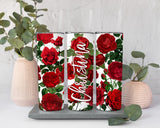 Valentine Rose Tumbler, Red Rose Valentine Tumbler Gift, Valentine Gift for Her, Valentine Rose Travel Cup, Galentine Gift, Red Rose Tumbler