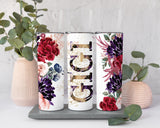 Gigi Red and Purple Floral Tumbler for Mother's Day Gift, Gigi Travel Cup for Grandma Gifts, 20 oz Tall Skinny Tumbler with Lid and Straw