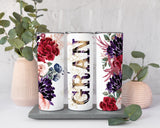 Gran Red and Purple Floral Tumbler for Mother's Day Gift, Gran Travel Cup for Grandma Gifts, 20 oz Tall Skinny Tumbler with Lid and Straw