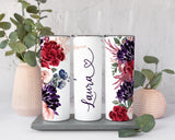 Personalized Name Tumbler, Purple and Red Floral name tumbler, Gift for her, Floral Name tumbler, Tumbler gift, Floral tumbler